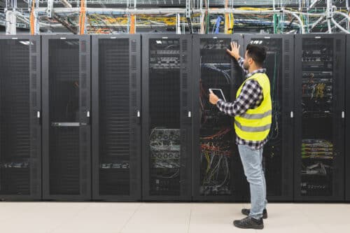 IT technician in a server room